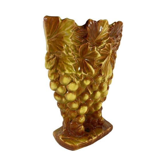 Vintage McCoy Grapes & Leaves Ceramic Double Vase Planter Mid-Century 1950s - Picture 4 of 13